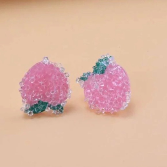 ❤️ FREE Peach Chic Glam Modern Fruit Hipster Water Drop Classy Stud Earrings - Picture 2 of 3